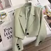 Blazer Negro Corto para Mujer, Nuevo Estilo Primavera y Otoño, Diseño Casual de Alta Gama, Estilo de Nicho para Mujeres Petites, Calidad de Exportación
