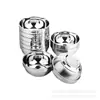 Acero Inoxidable 304 Blanco Dorado Tazón Infantil Anticaídas Guardería Aislado Anti-quemaduras Tazón Pequeño Tazón para Sopa de Doble Capa Tazón para Fideos Instantáneos