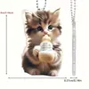 Colgante de gato de acrílico transfronterizo 2D nuevo decoración plana para coche de dibujos animados para decoración interior de coche