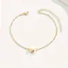 Tobilleras de Corazón con Letras Transfronterizas Europeas y Americanas, Lujo Accesible Moda Diseño Personalizado 26 Letras Tobilleras de Corazón Dorado