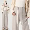 Pantalones para embarazadas primavera y otoño ropa para exteriores 2024 nuevos pantalones casuales de pierna ancha sin soporte para el vientre pantalones para el embarazo temprano Ropa de Primavera