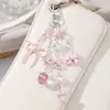 Nuevo Ins Creativo Lindo Dulce Rosa Estrella de Mar Lazo Fresa Diamante de Imitación Llave Llavero DIY Colgante de Bolso