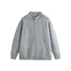 Cárdigan de Punto con Cuello Mao de Doble Cremallera Simple para Viaje Diario para Hombres y Mujeres Otoño Invierno Casual Versátil Holgado Ropa Exterior para Viaje Diario