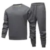 Conjunto europeo premium de lana de cordero transfronterizo, chaqueta de cuello redondo para hombre, traje de deportes de invierno para hombre con forro polar y engrosado, cárdigan para hombre