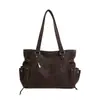 Bolso de Mano Retro de Gran Capacidad Personalidad Simple Elegante Moderno Bolso Tote Alto Valor Estilo Motociclista Bolso de Hombro Único para Mujer