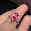 Anillo de Topacio Rosa Plata S925 Chapado en Platino Boca Viva Polvo Topa Gema Fábrica Venta al por Mayor