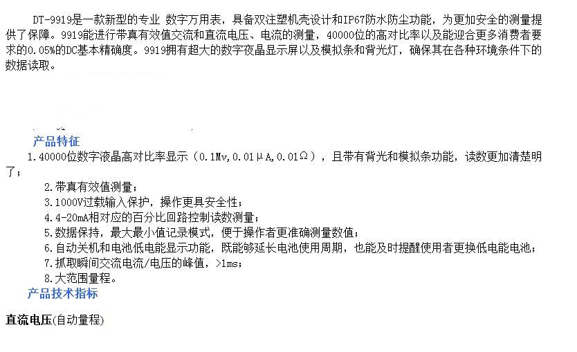 DT-9919技术指标