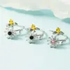 Anel Giratório de Girassol, Abelha e Margarida com Abertura Ajustável, Estiloso e Simples, Estilo Trendy de Influenciador, Presente para Mulheres na Moda