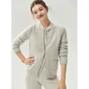Top de punto base de cachemira y seda de morera para mujer, un suéter suave y estilizado, versátil y fácil de combinar, en un color blanco cremoso con cuello redondo