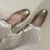 2026 Modelo Nuevo Zapatos Planos Dorados con Lentejuelas para Mujer de Boca Baja con Diseño Estilo Francés, Zapatos Planos Redondos Estilo Abuela