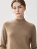 Suéter de gola alta 100% cashmere puro para mulheres, novo pulôver de outono e inverno, manga longa, cor sólida, suéter base de tricô quente