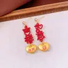 Saco da Sorte com Pingente de Lingote de Óleo de Agulha de Prata Brincos com Borla Ano Novo Estilo Chinês Brincos Leve Luxo Alto Padrão Exquisite Acessórios de Orelha