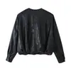 AliExpress transfronterizo 2026 Primavera Nueva Chaqueta Casual para Mujer de Color Sólido con Efecto Piel y Mangas Abullonadas 3046045