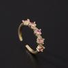 Anel Laço Doce Zircônia Moda Luxo Rosa Anel Aberto Ajustável Anel Design Retrô Feminino