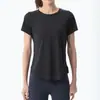 Traje deportivo de fitness de una pieza tejido de color liso para mujer, traje de running sin costuras para mujer, lulu absorbente de sudor transpirable deportivo yoga manga corta