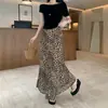Falda de Estampado de Leopardo Estilo Americano para Mujer, Nueva Moda Verano 2026, Falda Larga Ceñida Cortada al Sesgo
