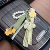 Estilo Pastoral Fresco Tejido Suave y Lindo Japonés Llavero de Pepino Encanto de Bolso de Cadena de Margaritas Frescas Perla Nicho