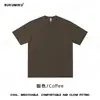 Camiseta de algodón puro de doble hilo de peso pesado de 260 g con hombros caídos, corte holgado, cuello redondo, top casual de manga corta de color liso, chaleco simple de manga corta