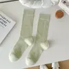Calcetines con Sensación de Nube para Mujer, Calcetines de Malla Fina Transpirables de Media Pantorrilla para Verano, Calcetines de Algodón Holgados, Calcetines de Hielo Estilo Ballet para Damas