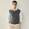Suéter 100% Caxemira para Homens, Colete Tricotado Gola V, Peça Versátil Business Casual, Novo Suéter de Caxemira