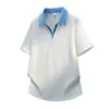 Camiseta Texturizada de Manga Corta para Hombre Jeanswest Estilo Americano Cuello Solapa Falso Dos Piezas Verano Alta Gama Holgada Casual Moderna Marca
