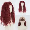 Peluca de encaje frontal estilo europeo y americano, color borgoña, cabello sintético rizado pequeño africano, peluca para mujer, directo del fabricante de pelucas de Qingdao