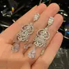 Pendientes Coreanos de Moda con Zirconia en Forma de Corazón y Borla de Gota de Agua Pendientes Transfronterizos Europeos y Americanos Pendientes de Lujo Ligero de Gama Alta de Nicho para Mujer