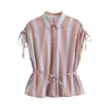 Ropa de Mujer Transfronteriza 2026 Moda Europea y Americana Holgada de Botón Único Cuello Polo con Cinturón Manga Corta para Mujer A712121