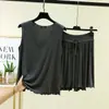 Conjunto de duas peças para mulheres, regata com babados e decote V e shorts de cintura alta, conjunto casual plus size para ficar em casa