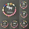 Pulsera de moda europea y americana TK SHEIN de venta caliente, ágata rosa natural, doce signos del zodíaco, pulsera de pareja, ocho planetas