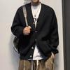 Suéter Cardigan masculina primavera e outono marca de moda solto casual cor sólida suéter V-neck estilo coreano estilo preguiçoso casaco suéter