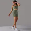 Roupa de yoga suit de malha sem costura europeia e americana cor sólida poá alta elasticidade justa respirável terno de corrida fitness feminino