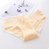 Cure cor de leite renda bordada laço menina fofa algodão cintura doce roupa íntima de estudante algodão virilha FS002
