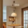Bordado en Tela Estilo Wabi-Sabi, Mesa de Comedor Estética Estilo Song, Iluminación Colgante Pequeña para Balcón y Vestíbulo, Lámpara Colgante Ajustable para Comedor