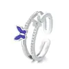 Anillo de Mariposa de Diamante de Doble Capa Dongdaemun Ins, Femenino y Versátil, Anillo Ajustable para Dedo Índice, Joyería de Mano con Diseño de Nicho