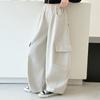 Calça Casual para Meninas Outono 2025 Nova Moda Elegante para Meninas Calça Cargo com Bolso Grande de Aba Calça de Perna Larga Calça para Crianças de Tamanho Médio e Grande