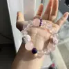 Río de Primavera Aguas TibiasPulsera de Cuarzo Rosa Natural Amatista Brasileña con Cuentas de Pompón, Única, Suave, Delicada, Sencilla y Dulce