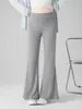 Calça Microflare de Maternidade com Forro de Fleece Outono/Inverno Nova Suporte de Barriga Alta Elástico Emagrecimento Quente e Confortável Caimento Elástico Cobertura de Barriga Roupa Externa Calça Casual