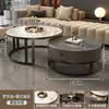 Mesa de té redonda de pizarra estilo italiano de alta gama para uso doméstico en salas de estar pequeñas, juego de mesas moderno minimalista de lujo ligero