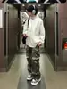 Sudadera gris floral retro americana para hombre, primavera y otoño, sin capucha, corte limpio, diseño de media cremallera, chaqueta de nicho
