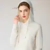 Suéter con capucha 100% cachemira pura, nuevo estilo otoño/invierno para mujer, corte holgado, versátil, cálido, de meter, cachemira roja y verde