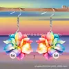 Pendientes Acrílicos Nuevos Transfronterizos para Primavera y Verano, Pendientes Acrílicos Florales de Contraste Siete Colores Frescos para el Día de San Valentín