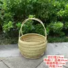 Cesta de Bambú Tejida a Mano Retro para el Hogar con Tapa, Cesta de Bambú Tejida para Verduras, Cesta de Compras, Cesta de Almacenamiento, Estilo Fruta