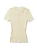 Chica Caliente Sexy Cuello Solapa Hueco Botón Manga Corta Tejido de Punto Verano Nuevo Elástico Ajustado Color Sólido Top Básico para Mujer