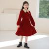 Vestido de Bloques de Color Falso Dos Piezas para Niñas 2026 Nuevo Estilo Coreano Vestido con Lazo Ceñidor de Cintura Suministro Exclusivo Transfronterizo