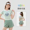 Maiô feminino com contraste de cores refrescante, design de duas peças de cintura alta, secagem rápida, modelador, estilo conservador para praia e fontes termais