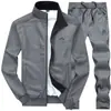 Moletom Bordado Masculino para Esportes Juvenis com Gola Alta Combinada Cor Lisa Cardigan de Manga Longa Masculino para Primavera e Outono Terno M-6Xl