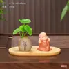 Decoración para el hogar, figuras de monjes estilo Zen, pequeñas estatuas de Buda, decoraciones para sala de estar y oficina, adornos para mesa de centro, jarrones de cerámica, paisajes en miniatura
