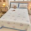 Capa de Cama de Veludo de Leite Quente de Inverno Flanela Coral Tatami Antiderrapante Renda Espessada Lençóis de Cama Conjunto de Três Peças Lençóis de Cama Kang