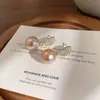 Pendientes de Botón Dorados Imitación Perla S Home Tea para Mujer 2025 Nuevos Populares Moda Versátil de Gama Alta con Incrustaciones de Diamantes